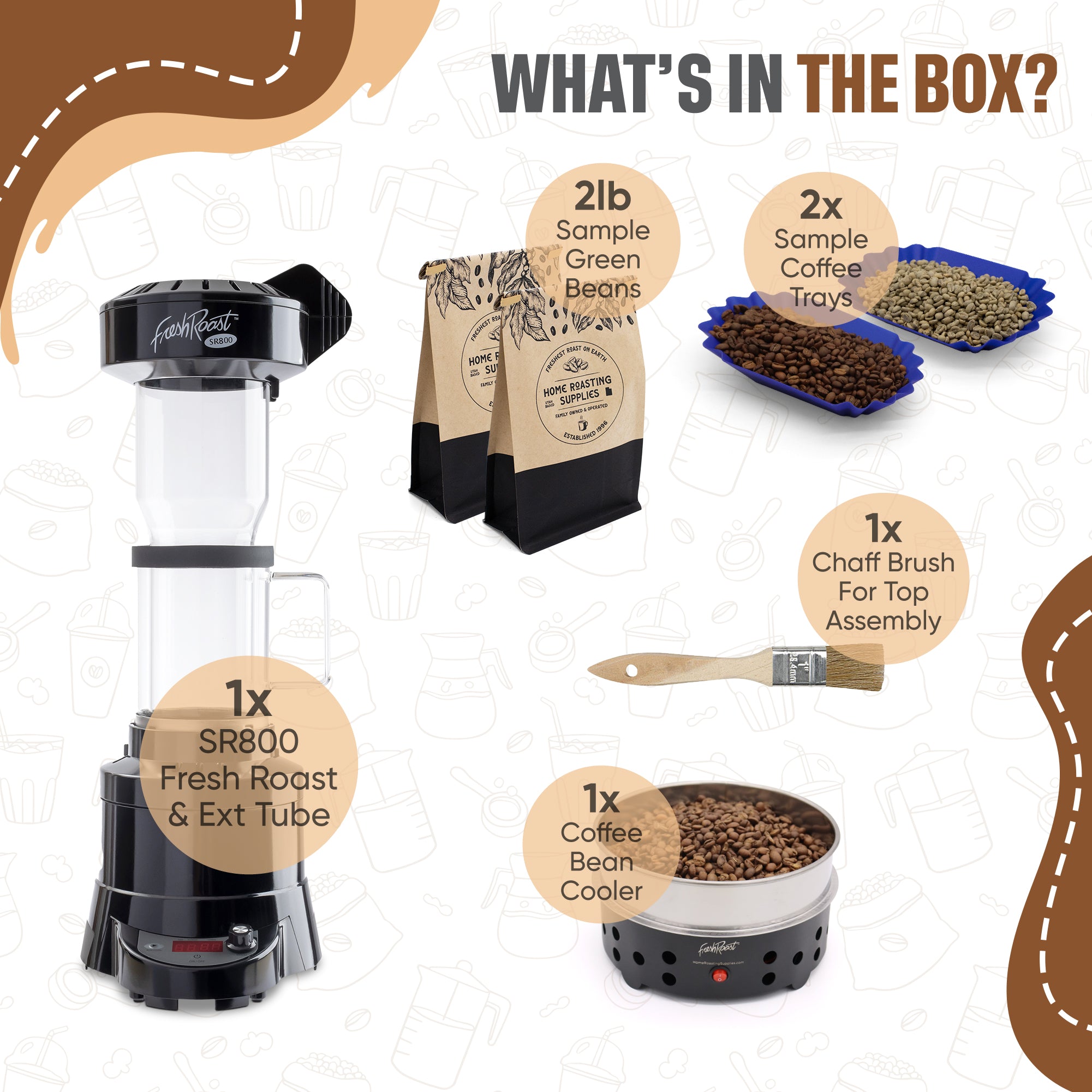Fresh Roast SR800 Starter Bundle with Bean Cooler and Ext Tube